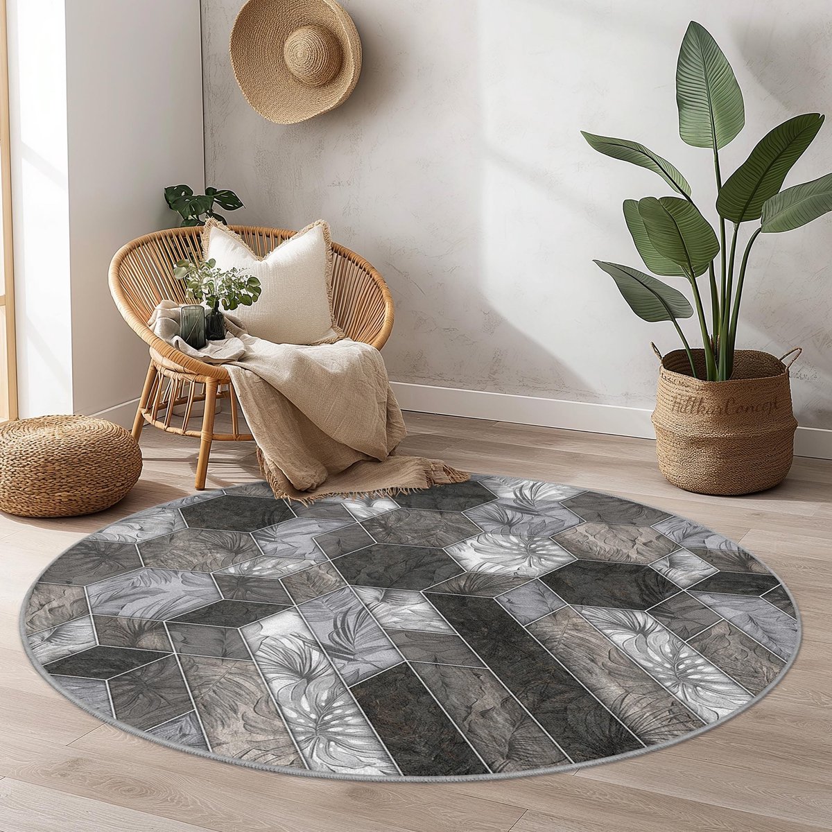 Mila Home - Tapijt Vloerkleed Rond - Wasbaar - Antislip - OEKO-TEX Gecertificeerd - Voor Woonkamer, Slaapkamer, Keuken & Hal - Runden 158 1