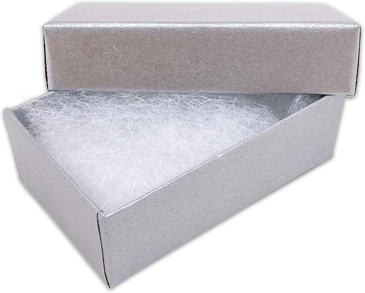 100-Pack Katoen Gevuld Kartonnen Papier Sieraden Dozen - Parelgrijs (2 5/8" x 1 5/8" x 1")