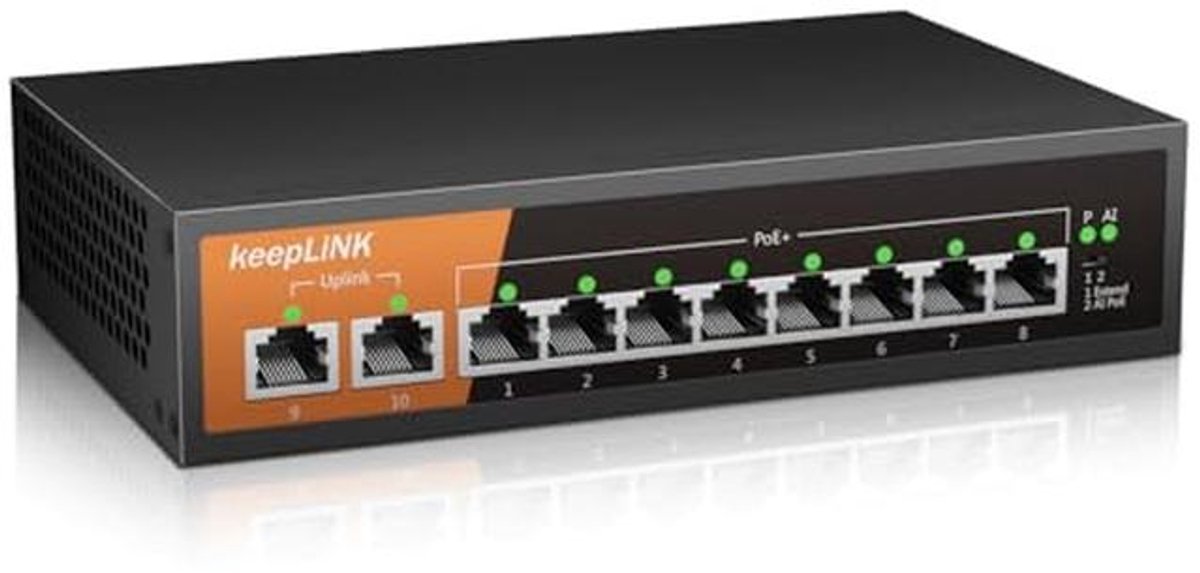 Gigabit Ethernet Switch met 8 Poe Poorten en 120 Watt
