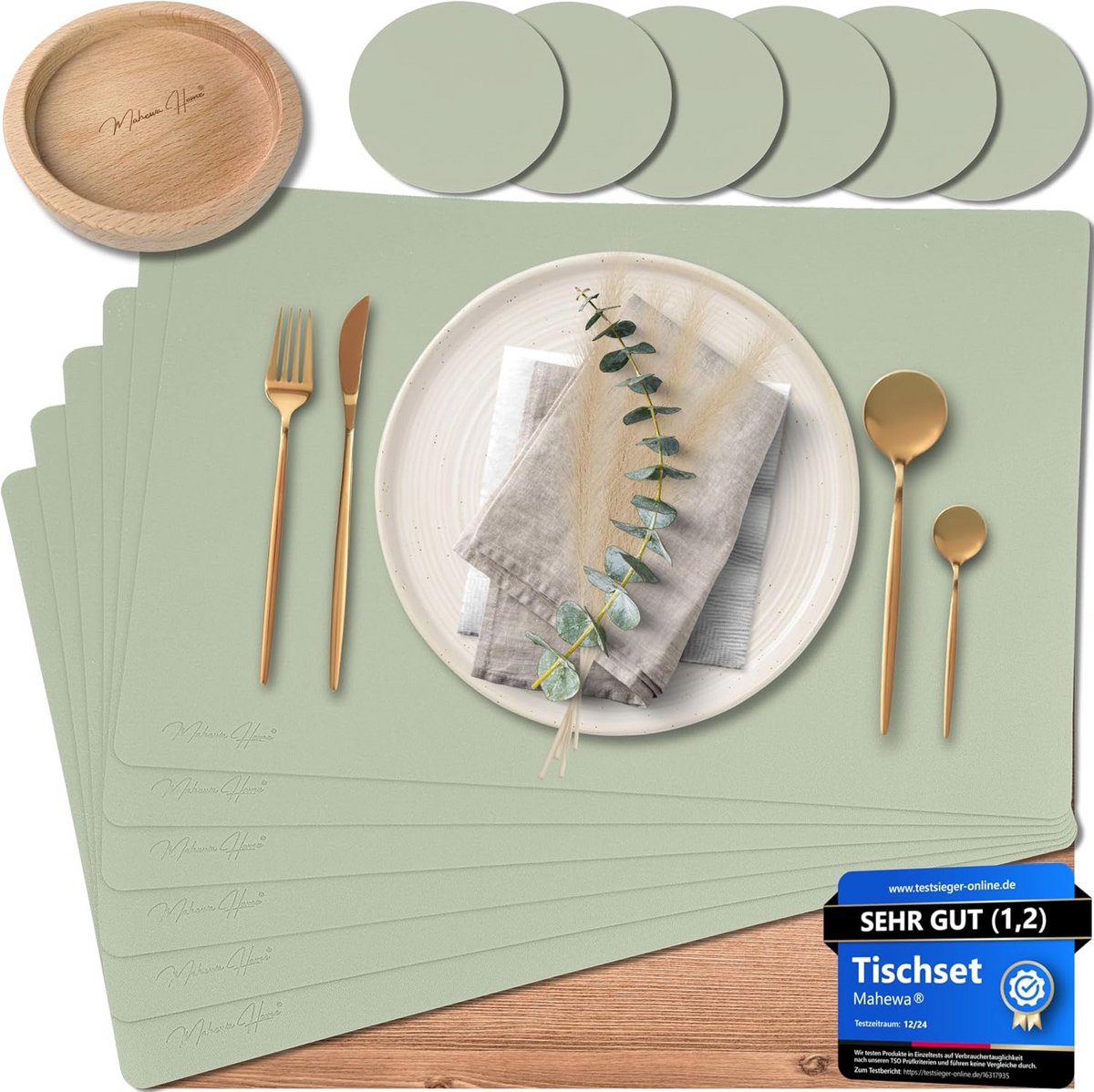 Set van 6 premium afwasbare en waterdichte kunstleren placemats