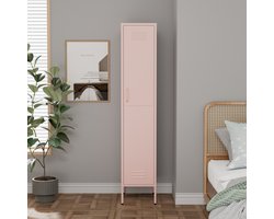 Lendo Online Lockerkast - Kledingkast - Kast met hanggedeelte - Opbergkast - Industriële kast met verstelbare planken - Archiefkast - Kantoorkast - Kluisje - 35x50x180 cm (LxBxH) - Gepoedercoat staal - Metaal - Roze