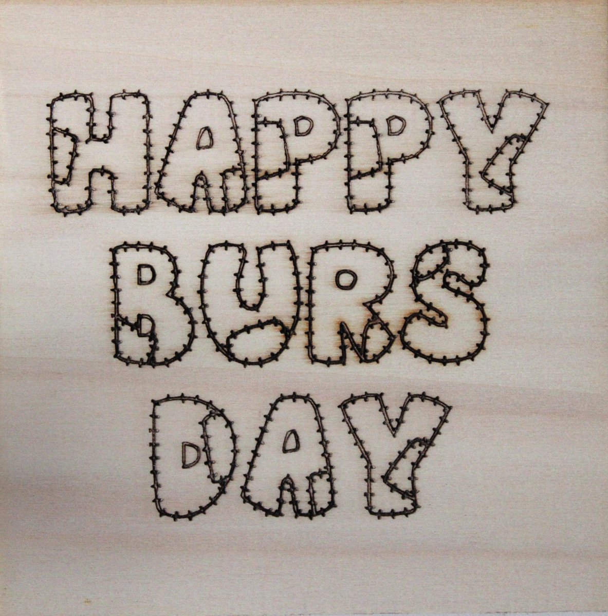 Houten Ansichtkaart - Wenskaart - Wens - Kaart - 15x15cm - Happy Burs Day