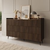Meubella - Asty - Ladekast met 6 lades - Donker eiken - 150x41x92 cm