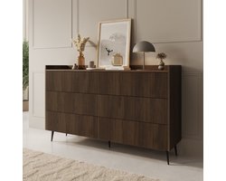 Meubella – Asty – Ladekast met 6 lades – Donker eiken – 150x41x92 cm