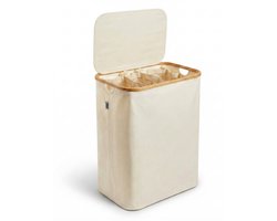 Alles & Co. XXL Wasmand 141 Liter - 3 Vakken Wassorteerder - Met Uitneembare Waszakken - Bamboe & Beige