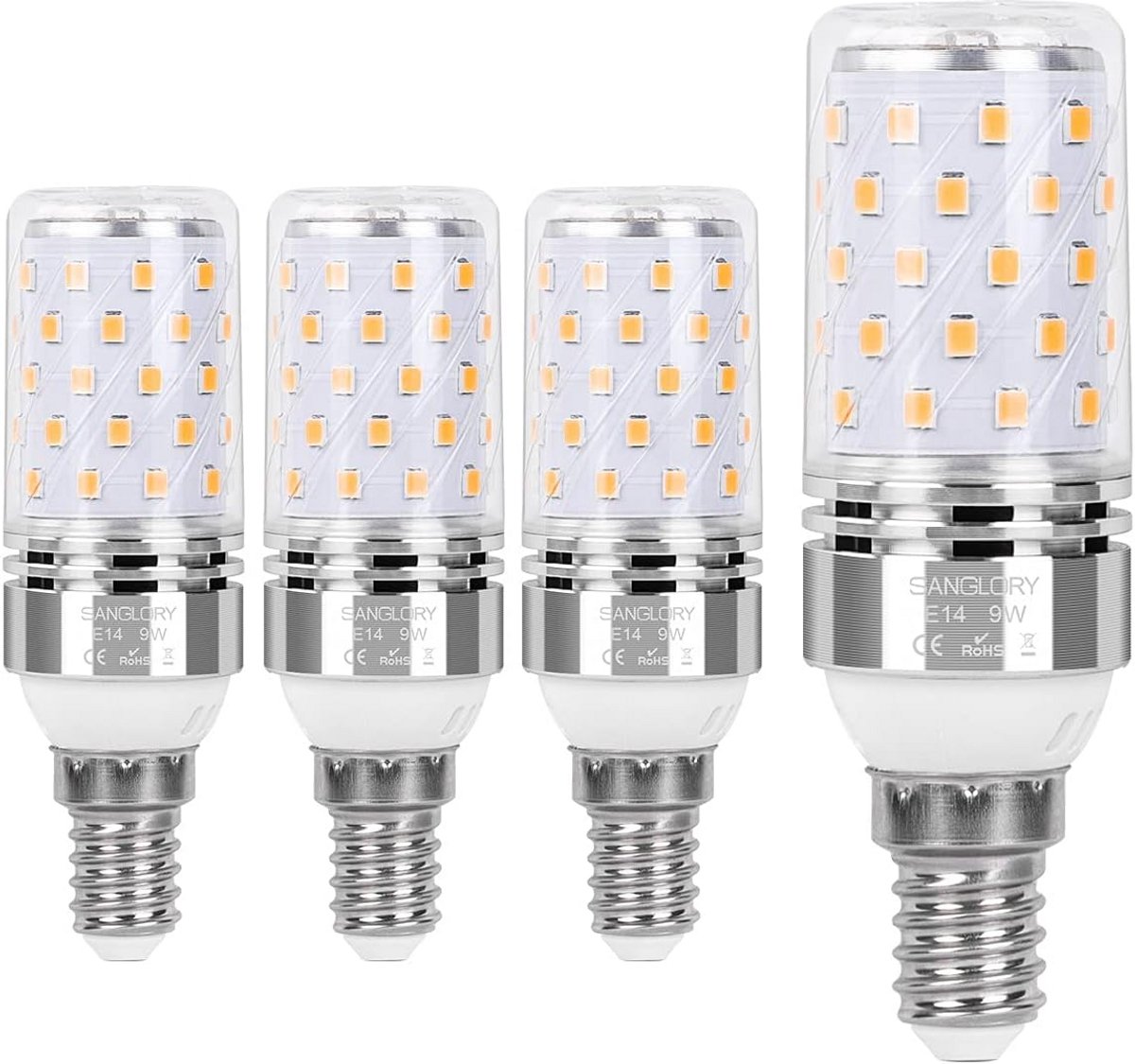 E14 Ledlampen Warmwit 9W - 950 Lumen - Energiezuinig - Niet Dimbaar - 4 Stuks