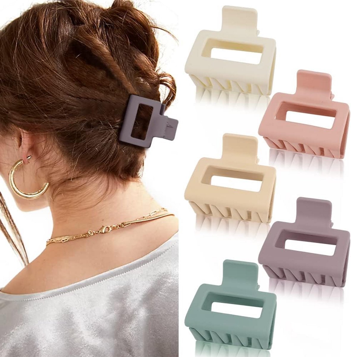 5 Stuks Kleine Matte Vierkante Haarspeldjes voor Vrouwen - Stijlvolle Haaraccessoires