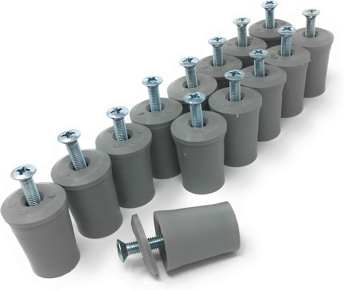 Set van 14 Rollladen Stopbuffers 30mm Grijs met Bevestigingsmateriaal