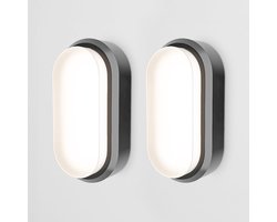 Merkloos Set van 2 LED Kelderspots Zwart 12W Neutraal Wit IP54 - Waterdichte Plafond- en Wandlamp voor Kelder, Garage en Hal