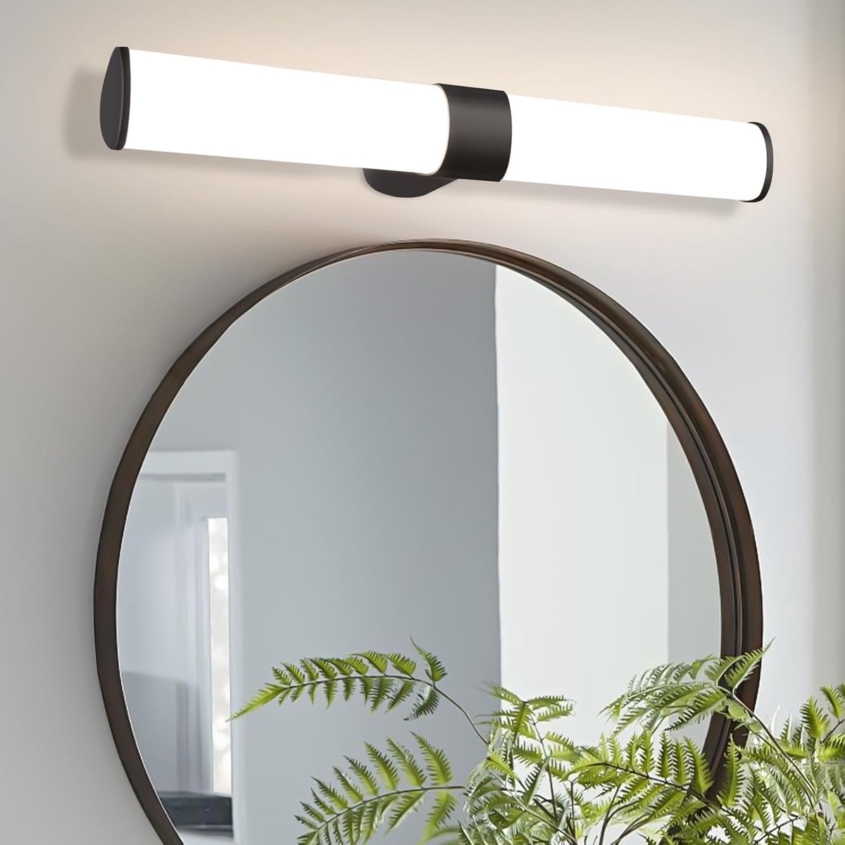 Glitzerlife LED Spiegellamp Bad - Wandlamp IP44 Waterbestendig - Neutralwit Licht 4000K - 40 cm - Zwart - PC Behuizing - Moderne Badkamerverlichting Zwart 40cm