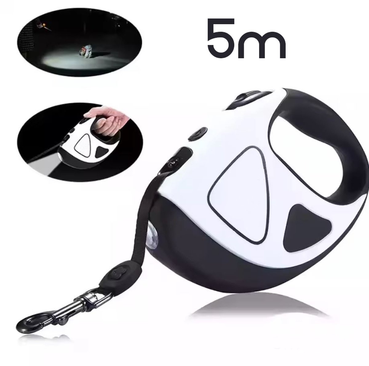 Delmark Rollijn Hond 5 m – Automatische Hondenriem met LED-Zaklamp – Looplijn voor Grote Honden