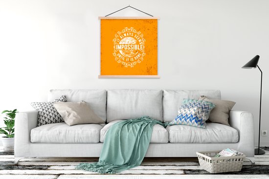 Porte-affiche avec affiche 120 x 120 cm - Affiche scolaire - Vintage - Lune - Design - Affiche textile - Lattes vierges - Cadeau Vaderdag - Cadeau - Cadeau pour lui - Conseil - Homme