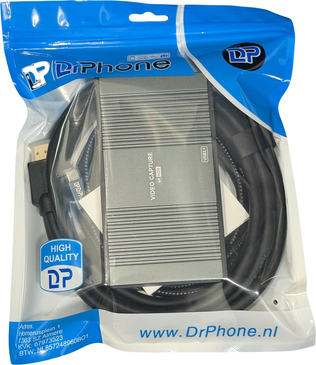 DrPhone CaptureX Pro - 4K240 Capture Card 4K60Hz HDR HDMI Loop-Out 240Hz USB 3.2 Live Game Opname Streaming thumbnail 3