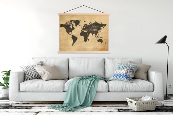 Décoration murale - Wereldkaart - Voyages - Vintage - Affiche scolaire - 120x90 cm