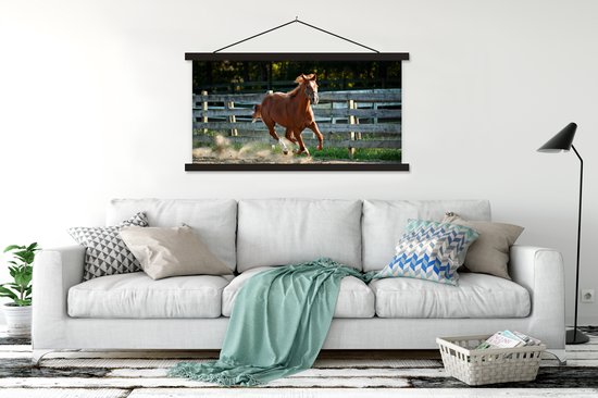 Porte-affiche avec affiche - Affiche scolaire - Cheval - Léger - Sable - 150x75 cm - Lattes noires