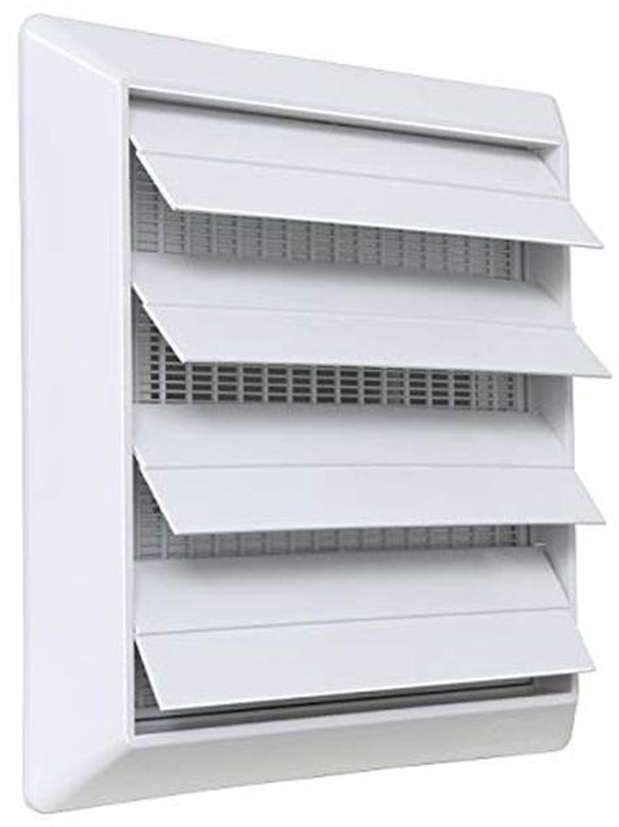 Ventilatierooster ABS met Zwaartekrachtkleppen en Insectennet - 185 x 185 mm