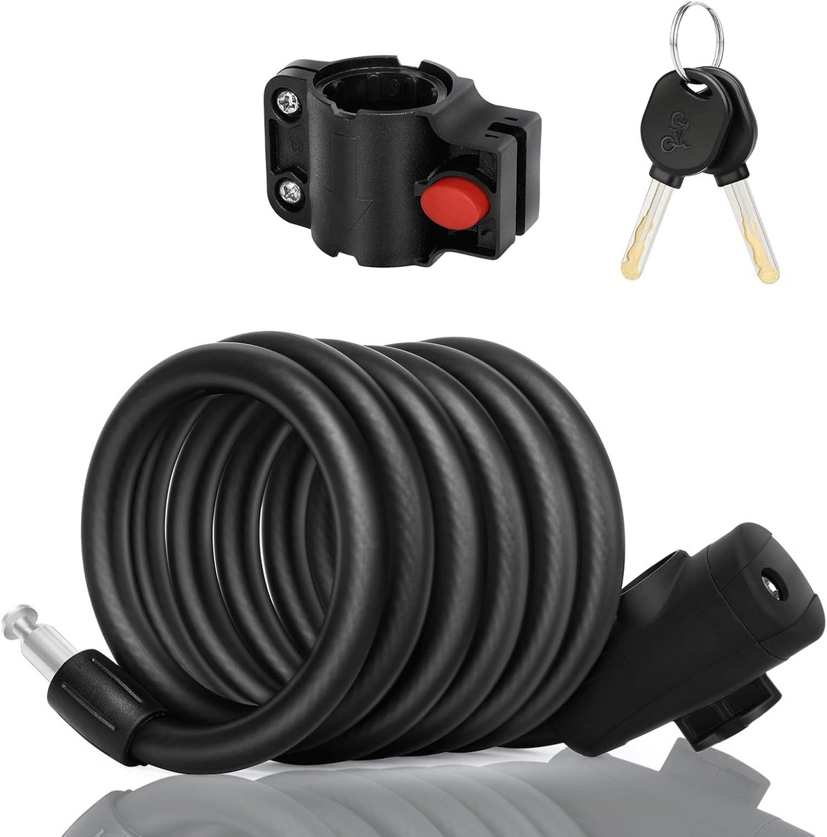 Veilig Fietsslot 180 cm - 12 mm Spiraalkabelslot met 2 Sleutels voor Fiets en Scooter