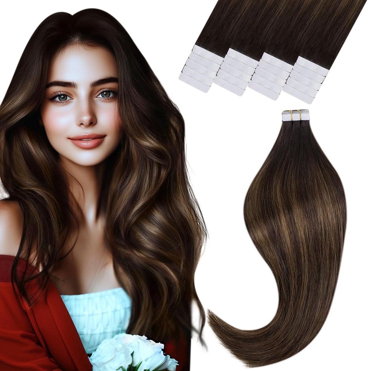 Ombre Tape Haarverlenging Balayage Echt Haar 40 cm