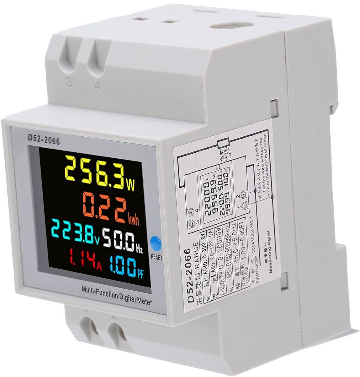 Digitale Wisselstroom Wattuurmeter met LCD-scherm en Ingebouwde Transformator
