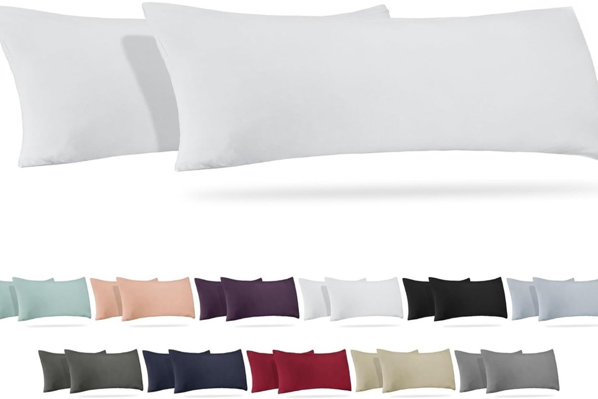 Famanu Set van 2 kussenslopen, 40x145 cm - 165 g/m², hoofdkussensloop, 100% jerseykatoen, zachte kussenhoezen, met ritssluiting (40x145-Wit). Een veelzijdige en handige keuze voor dagelijks gebruik in en om het huis.