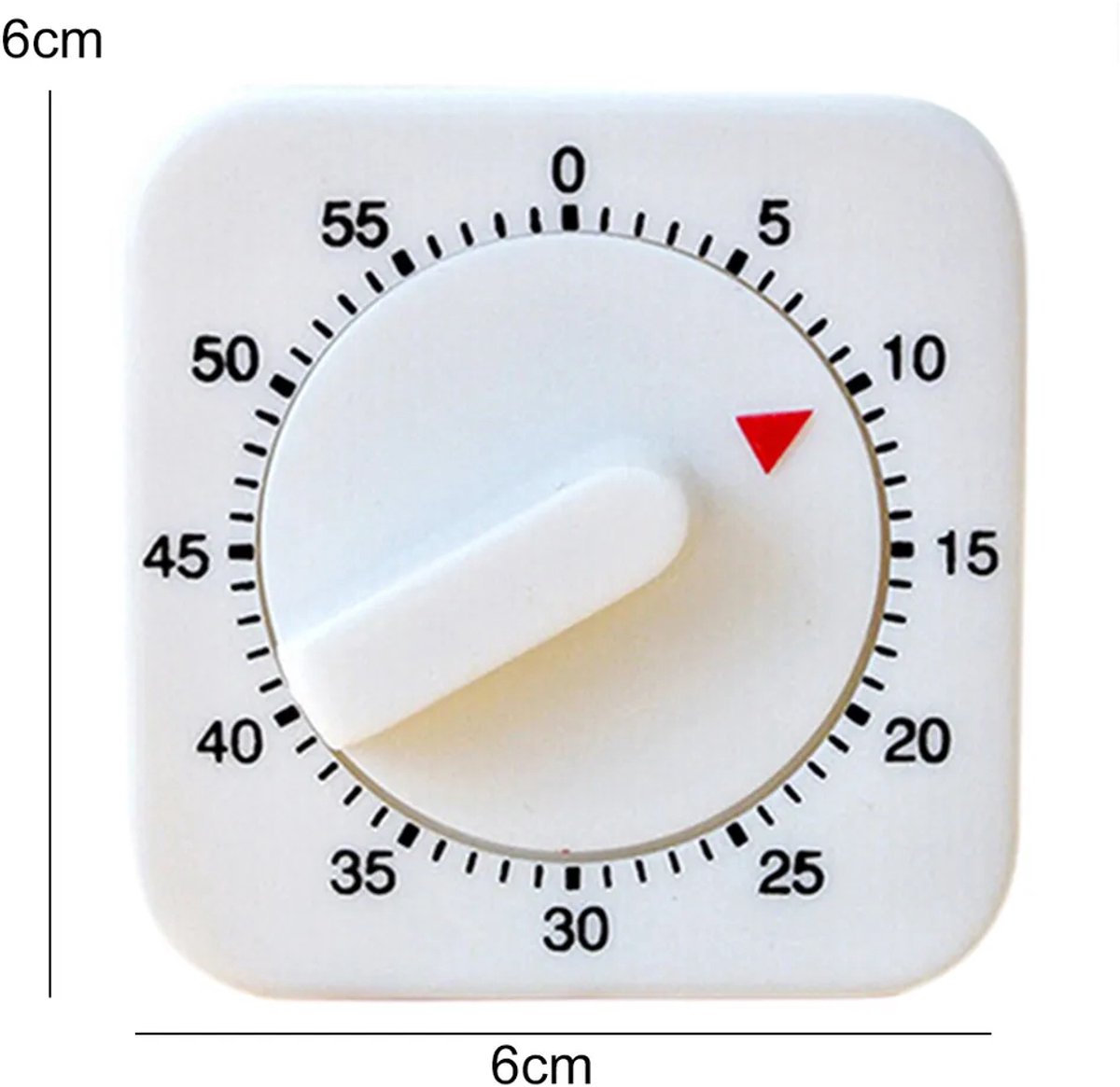 Nieuwe witte vierkante mechanische timer met 60 minuten timer voor in de keuken