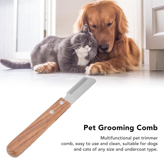 Peigne Démêlant Chat/chien - Bouton Poussoir Retrait Poils - Aiguilles En Acier - Poignée Ergonomique