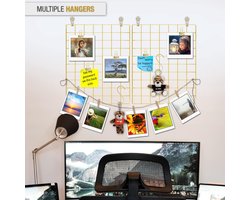 Candala Wandrooster Foto Goud - Metalen Memobord - Wire Wall Grid Panel - Fotowand Van Draadgaas - 2 Pack Grid Photo Wall