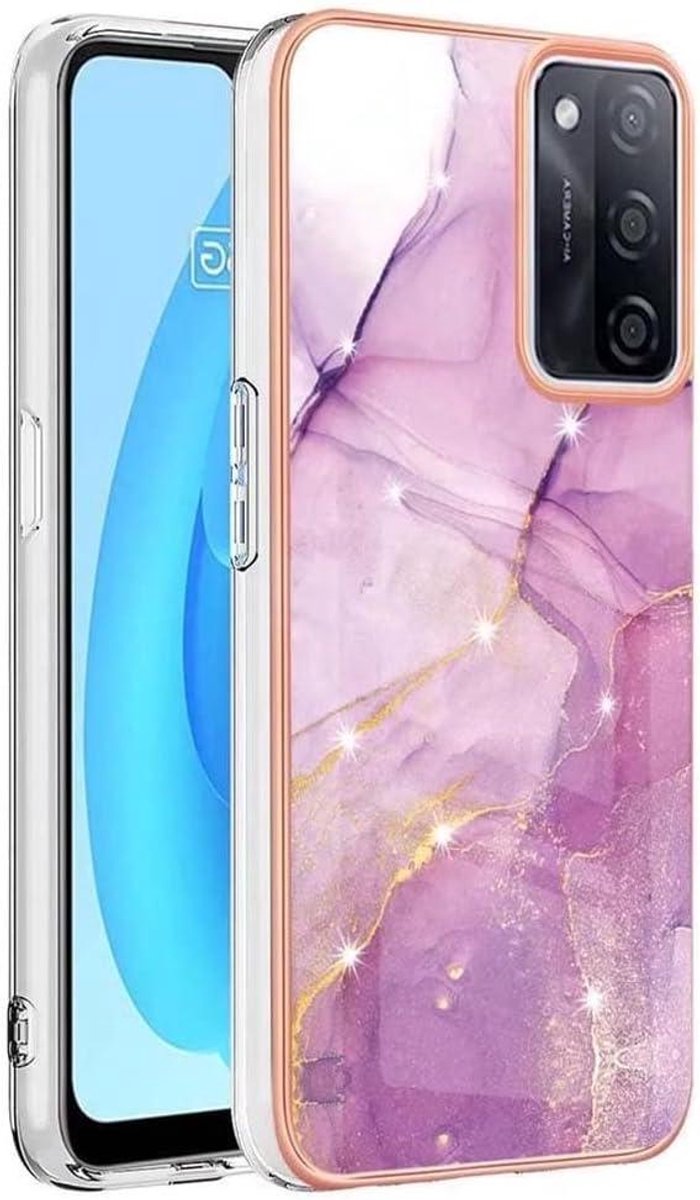 Ronte - Flexibel siliconen hoesje voor smartphone met elegant patroon - Lichtpaars.