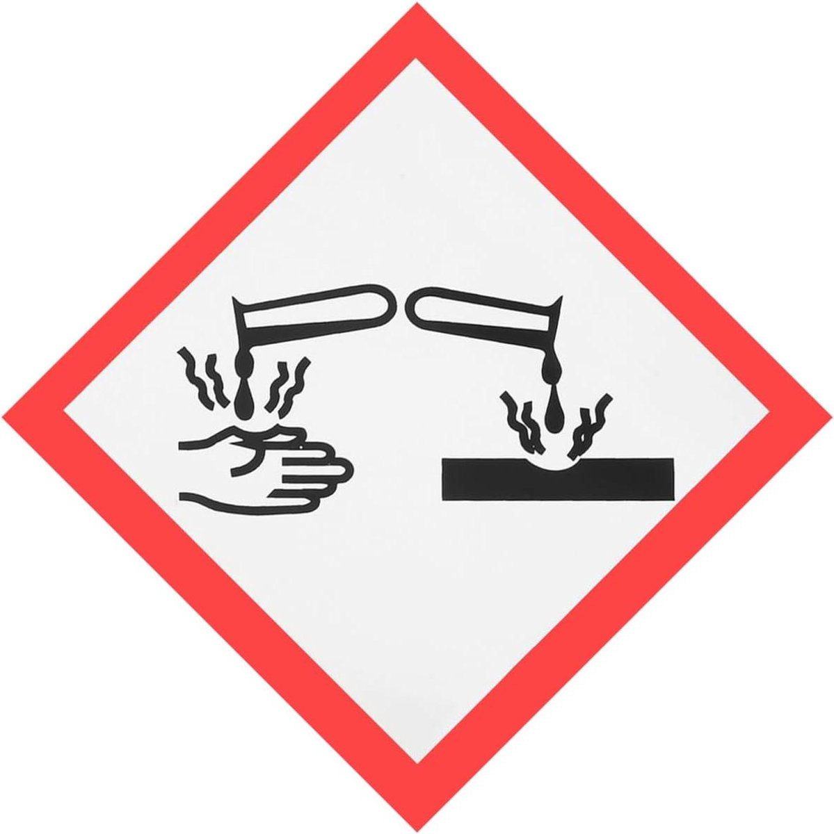 Ronte - Zelfklevende chemische etiketten met gevaar pictogram - Set van corrosieve vinyl stickers - PVC veiligheidslabel