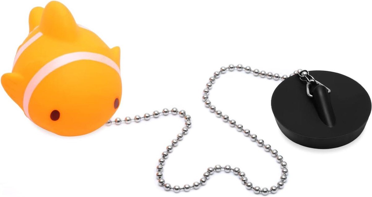 Ronte - Badplug met RVS kogelketting 45mm, rubberen drijvende badstop, universele afvoerstop voor badkamer, keuken en wastafel met lange ketting