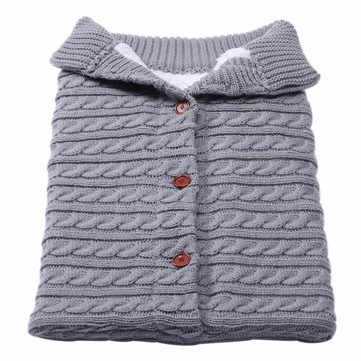 Wintervoetjes voor baby's - Universele winterslaapzak - Gebreide voetjes - Met fleece gevoerde winterslaapzak voor baby's - Warme voetjes - Babydeken voor in de kinderwagen - 68x39cm -Grijs
