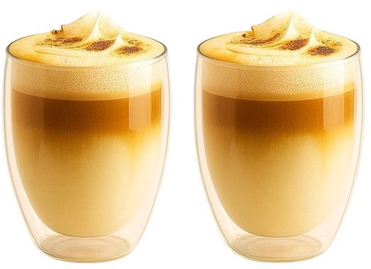 Majestix Dubbelwandige Glazen - Set van 2 glazen - 350 ML - Isolerende Thermoglazen - Latte Macchiato - Cappuccino - Espresso - Koffie - Thee - Koude dranken