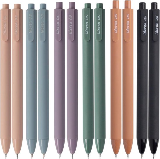 NiArt 4-in-1 Morandi gelpennen, veelkleurig, intrekbare balpennen, 0,5 mm, fijne punt, 6 stuks, vlekvrij, sneldrogend, ideaal voor het maken van notities, schrijven, journaling (6 Morandi Barrel