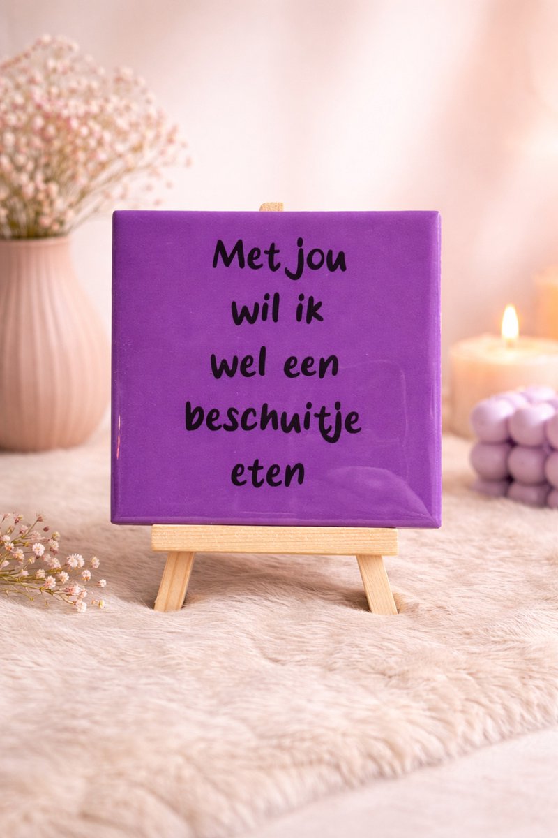 Tegeltje ‘Met jou wil ik wel een beschuitje eten’ – Voor de allerlekkerste | Viva Femme | Tegeltjes met tekst | Decoratie | Wonen | Cadeau | Spreuktegel