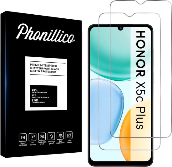 Screenprotector geschikt voor Honor X5c Plus - 2 stuks Beschermglas van glas Transparante glazen schermbeschermfolie