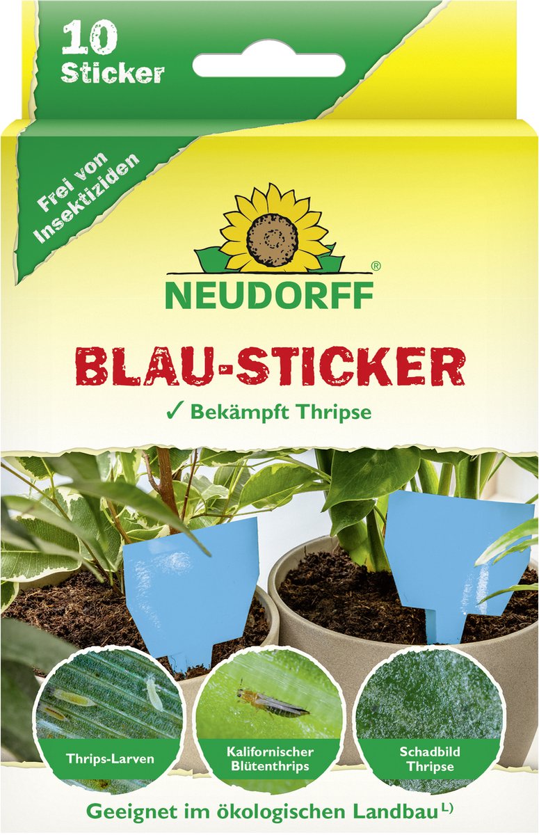 Neudorff Blauwe Lijmvallen 10x Insectenvallen tegen Trips, Vangplaten zonder Gif