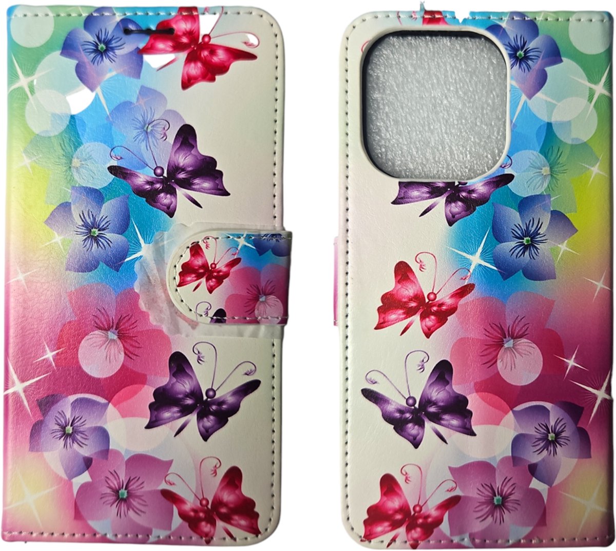 Eisenz Cavallio Premium Bookcase geschikt voor iPhone 7 / 8 – Butterfly Design – Magnetische Flap & Pasjeshouder