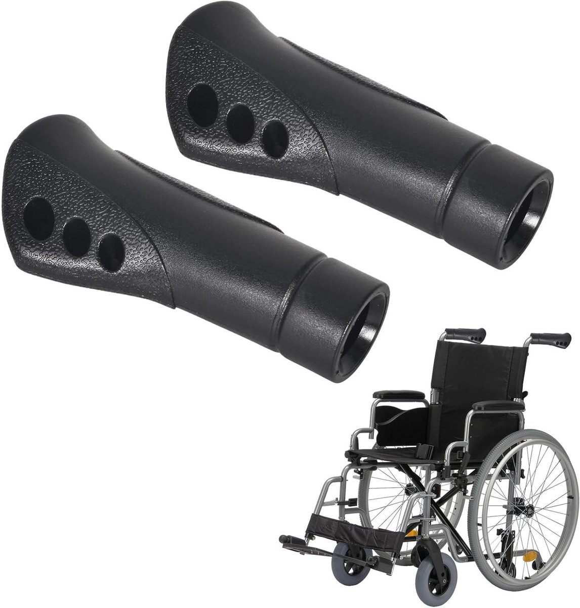 Ronte - Ergonomisch gevormde rubberen handgrepen (2 stuks) voor rollator, diameter 22 mm - Mobiliteitshulp - Zwart A