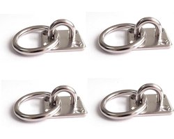 Ronte - Wandhaken 4 Stuks van RVS met 4 Gaten voor Plafond en Muurmontage - Yoga-Opleiding - Sterke M5 Oogplaat Haken