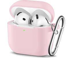 Bescherm je Airpods 4 met een siliconen hoesje / case met handig klik en ophang systeem aan broekriem - Roze