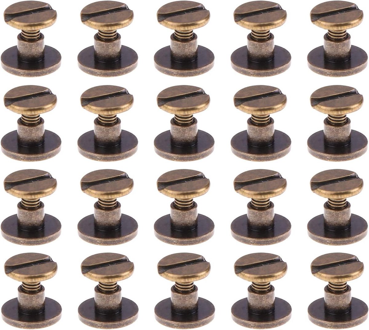 Ronte - Lederen klinknagels voor verzamelalbum en lederreparatie 20 stuks 9 x 6,5 mm brons.