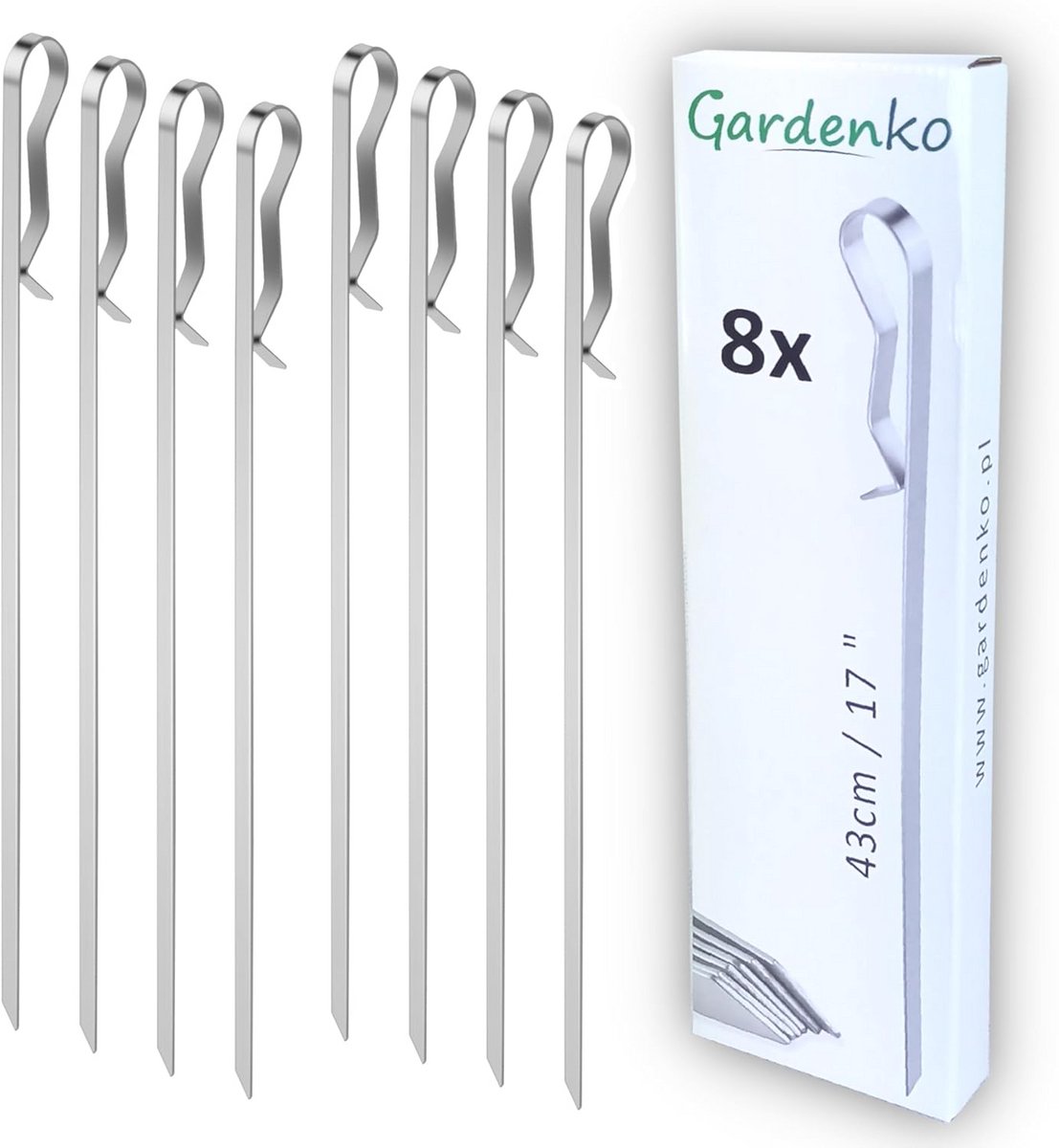 Roestvrijstalen sate spiesen 43 cm - 8 stuks