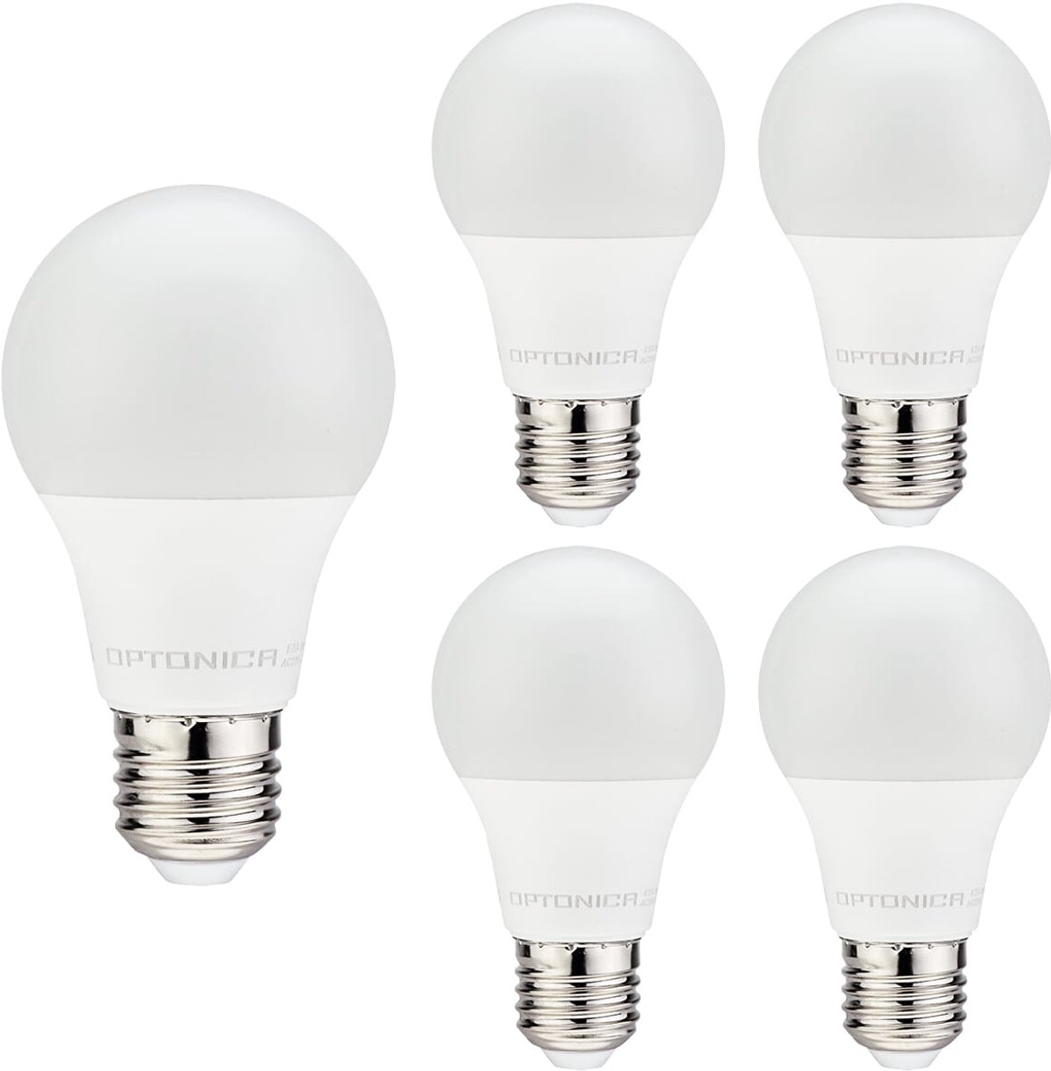 Optonica LED Lamp A60 E27 - 9W (vervangt 70W) - 806lm - 6000K Koel Wit - 230V - Ø60mm - Dimbaar - Energiezuinig - 5 stuks