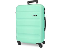 Hardcase koffer ABS materiaal met side lock en vier dubbele wielen, handbagage, 46x65x23 cm, medium, turquoise
