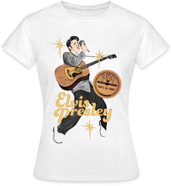 Elvis Presley Met Gitaar En Microfoon T-Shirt Dames