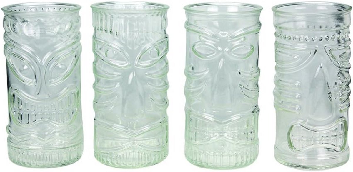 Set van 4 Tiki Bar Cocktailglazen - Tropisch Design 350 ml