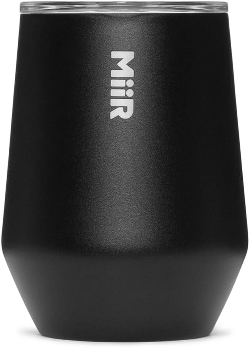 Geïsoleerd Stengelloos Wijnglas 10 oz - Roestvrij Staal - Morsbestendig - Zwart