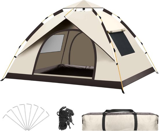 Tente de camping - Outsunny - pour 2-4 personnes - imperméable - avec fenêtre, 2 poches, sac de transport - bleu foncé - Sport