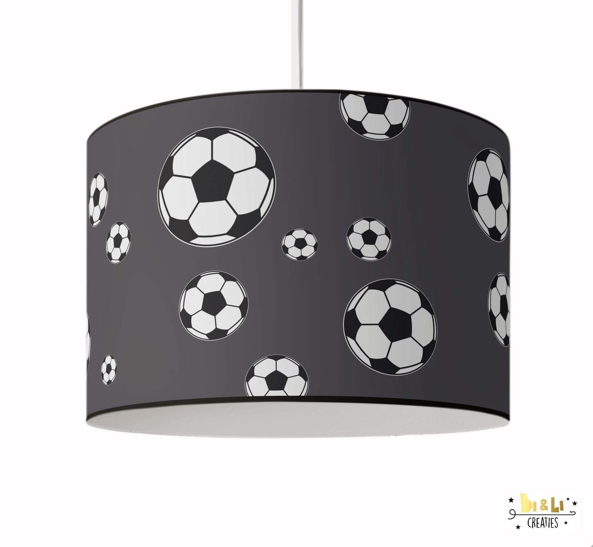 Hanglamp voetbal - kinder & babykamer - lampen - grijs - kunststof - 30x25cm - excl. lichtbron
