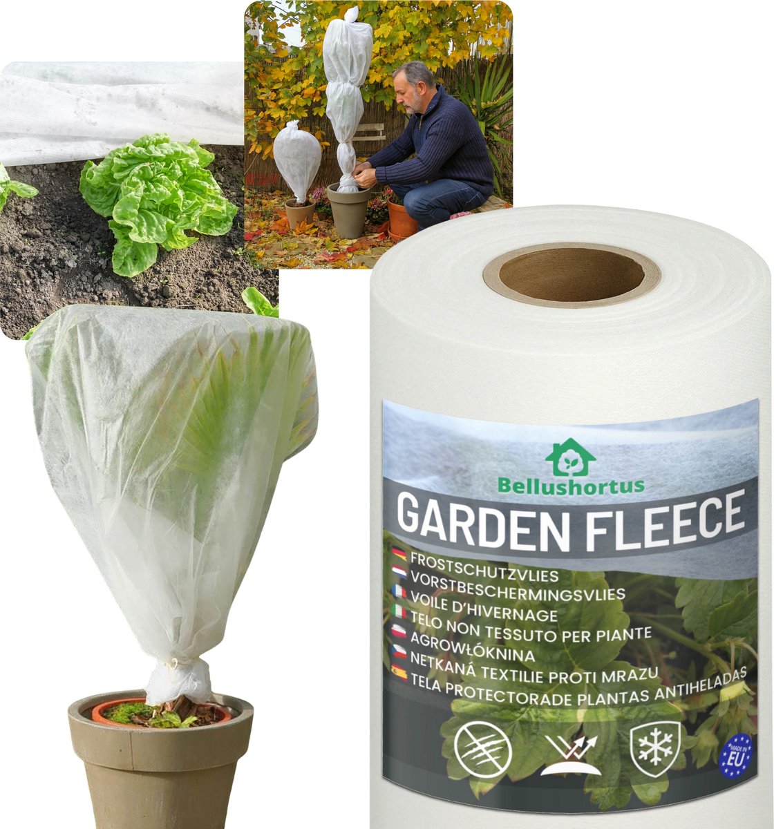 Vliesdoek Winterbedekkingsvlies voor planten plantenbescherming Tuinvlies WIT 100g/m2 met UV 1,6 m / 50 meter